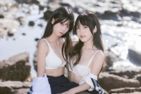 推特jk大學生 不呆貓&三無人型 - 水手服百合黑絲